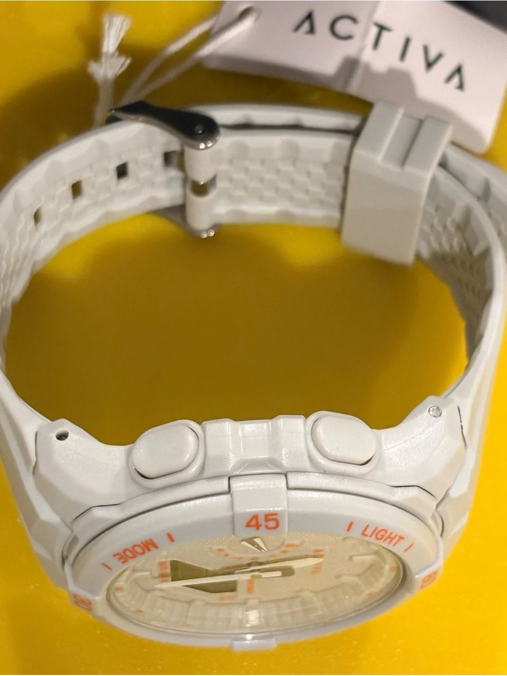 Activa White and Orange Sport Digital-Analog Watch